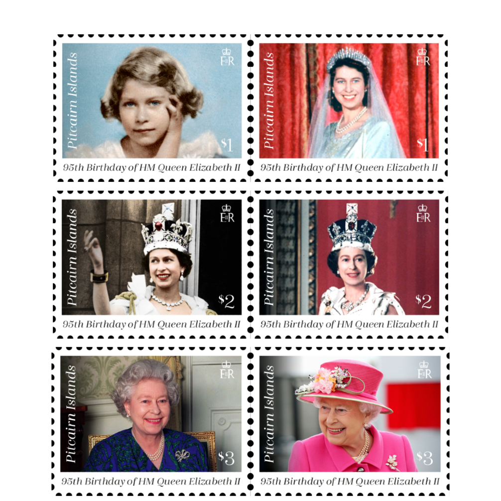 Stamps　Majesty　Islands　Tower　Elizabeth　II　Pitcairn　Birthday　95th　2021　Queen　Her　Mint